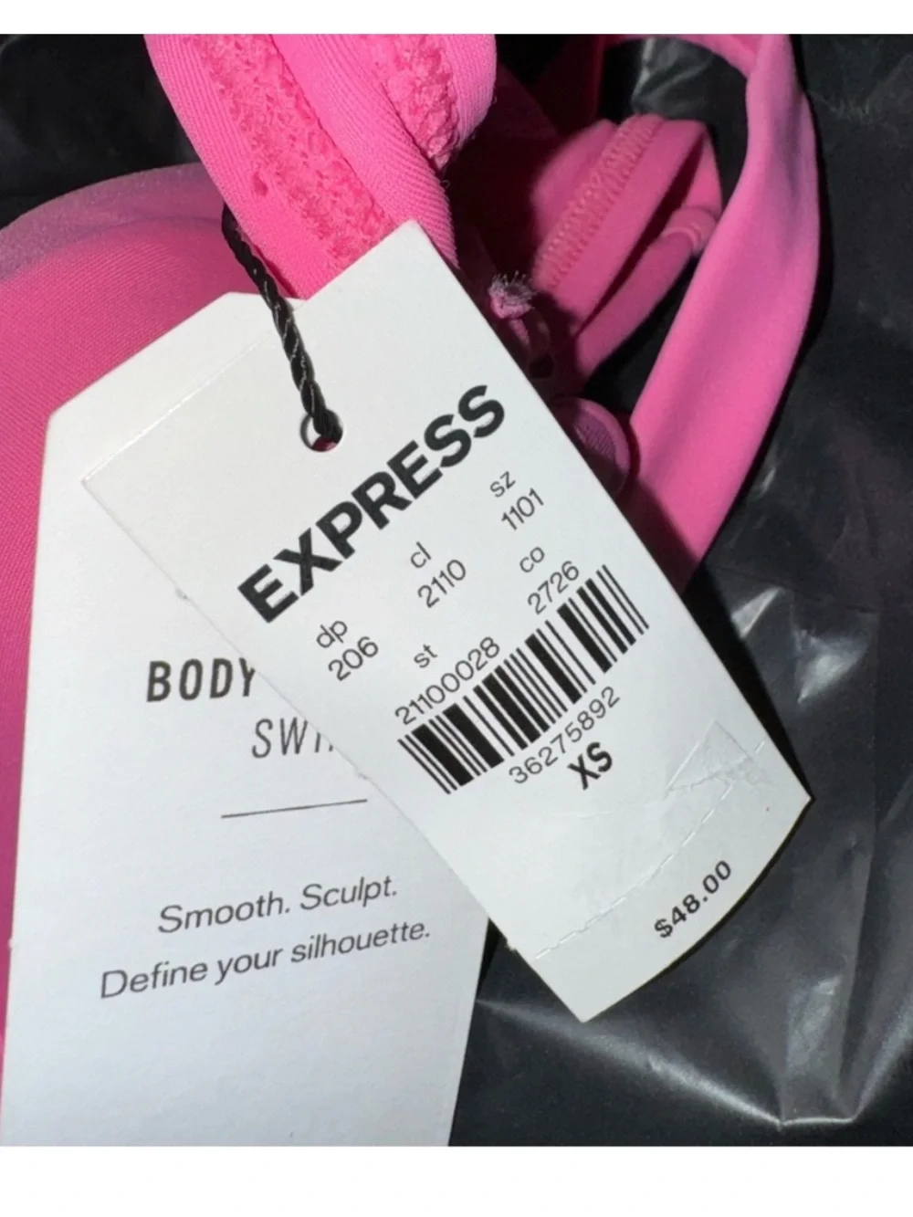 Express Hot Pink Body Contour Swim Bikini Top Size XS NWT!